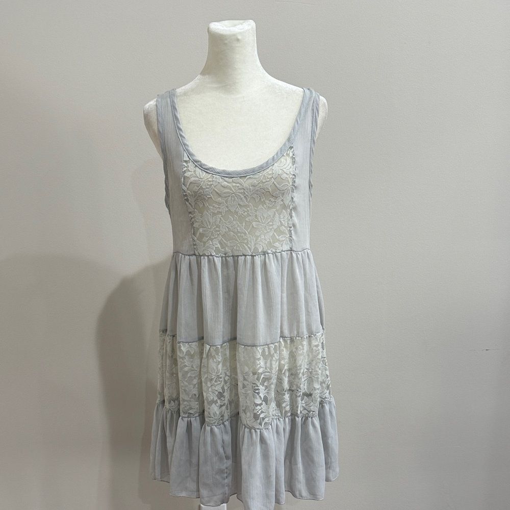 Pplaceclothing Gray Lace Sleeveless Dress Size Medium